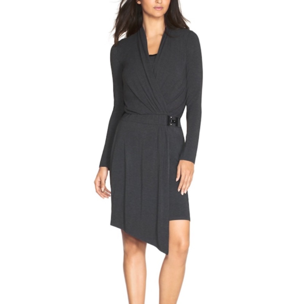 WHBM Surplice Jersey Stretch Faux Wrap Dress 2